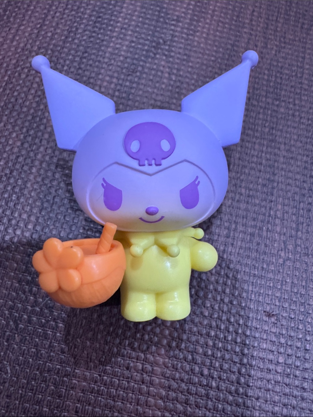 Kuromi-Style Yellow & Purple Costume Kids Toy Figure with Orange Accessory